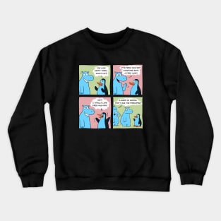 "Free Hug Day" for Zoo Pals of the Ugly Zoo Comic Strip Crewneck Sweatshirt